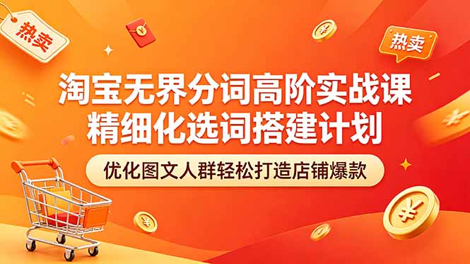 淘宝无界分词高阶实战课 精细化选词搭建计划 优化图文人群轻松打造店铺爆款-资源社