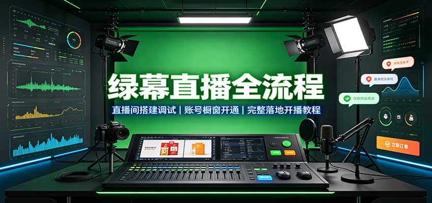 绿幕直播全流程：直播间搭建调试，账号橱窗开通，完整落地开播教程-资源社