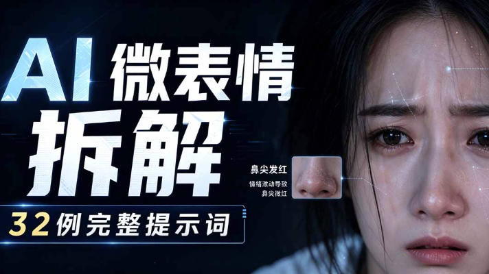 AI微表情拆解提示词合集,精准调控AI角色表情,可直接复用,0基础也能调出影视级表情变化-资源社