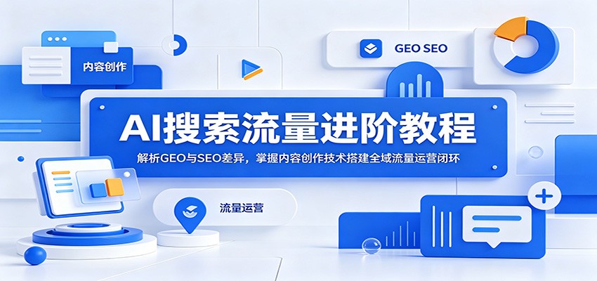 AI搜索流量进阶教程：解析GEO与SEO差异，掌握内容创作技术搭建全域流量运营闭环-资源社