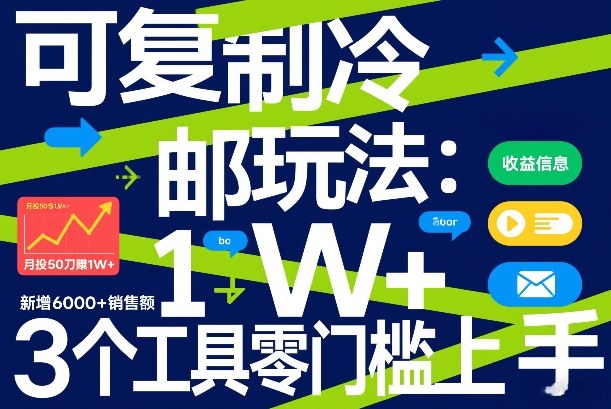 可复制冷邮件玩法：月投50刀賺1W+，新增6000+销售额，3个工具零门槛上手-资源社