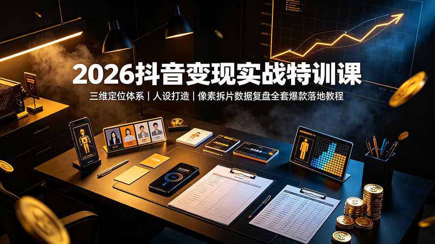 2026抖音变现实战特训课:三维定位体系|人设打造|像素拆片数据复盘全套爆款落地教程-资源社