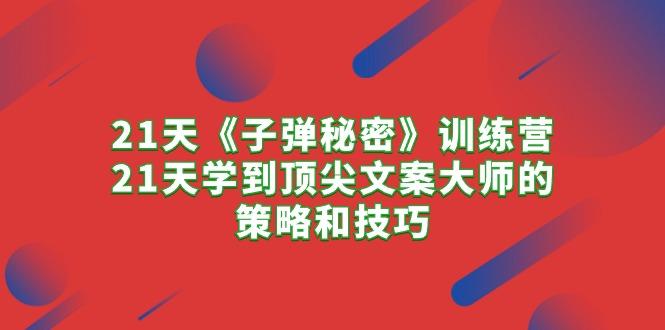 21天《子弹秘密》训练营，21天学到顶尖文案大师的策略和技巧-资源社