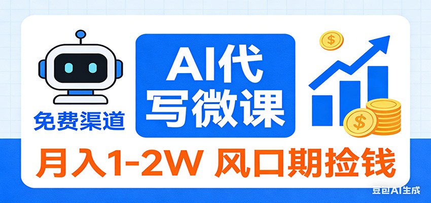 2026告别打工！AI 代写微课，提供免费渠道，月入 1-2W 风口期捡钱-资源社