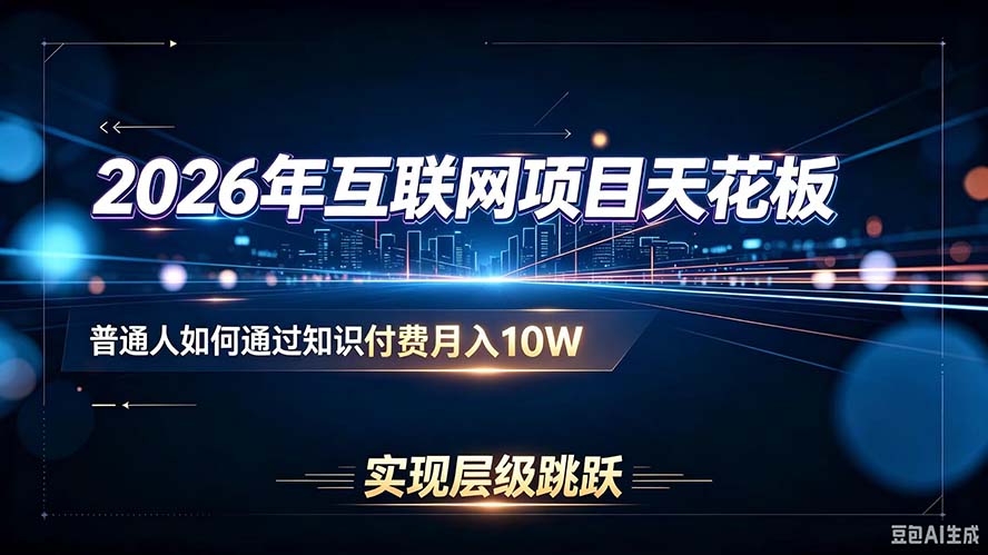 2026年互联网项目天花板：普通人如何通过知识付费月入10W，实现层级跳跃-资源社