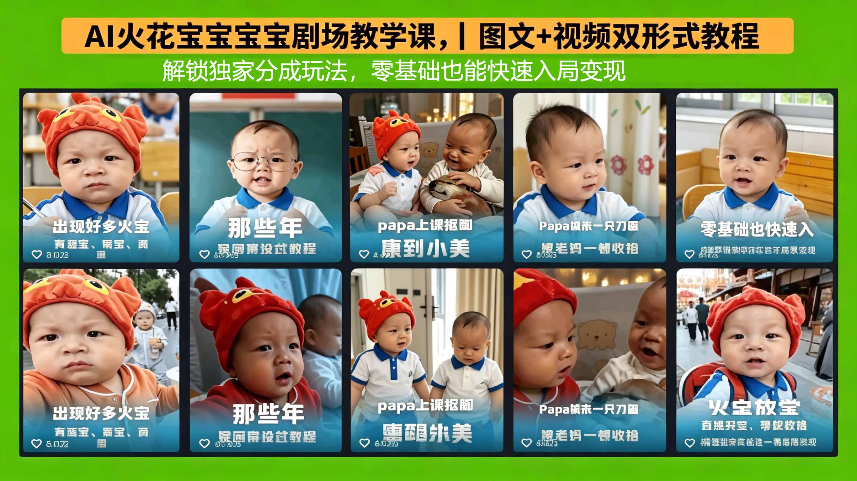 AI火花宝宝宝宝剧场教学课，图文+视频双形式教程，解锁独家分成玩法，零基础也能快速入局变现-资源社