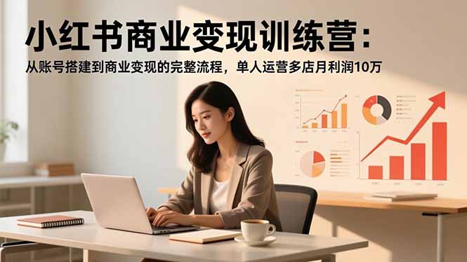小红书商业变现训练营：从账号搭建到商业变现的完整流程，单人运营多店月利润10万-资源社