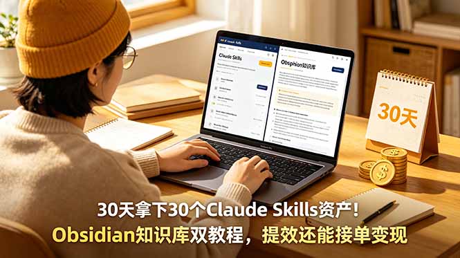 30天拿下30个Claude Skills资产!Obsidian知识库双教程,提效还能接单变现-资源社