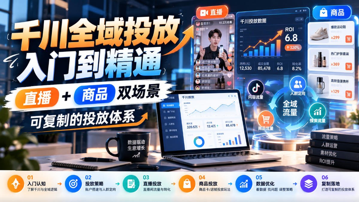 千川全域投放入门到精通，直播+商品双场景，可复制的投放体系(更新1026)-资源社