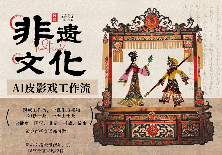 AI一键生成民俗文化非遗皮影戏视频，一刀不剪无需剪辑，30S一条，一天上百条，流量财富嘎嘎猛-资源社