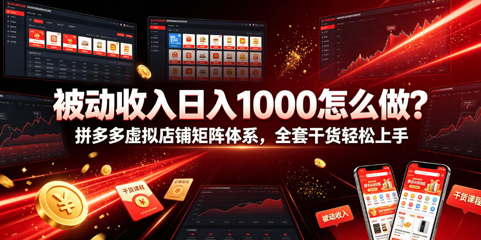 被动收入日入1000怎么做？拼多多虚拟店铺矩阵体系，全套干货轻松上手【揭秘】-资源社