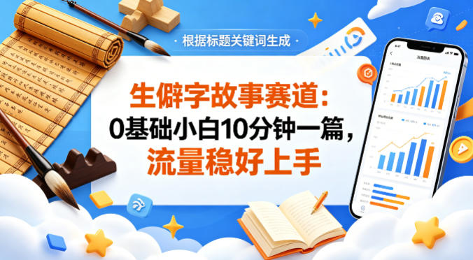 公众号流量主——生僻字故事赛道，流量稳，好上手，0基础小白也能10分钟一篇-资源社