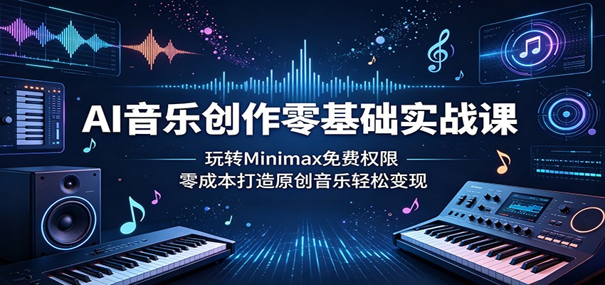 AI音乐创作零基础实战课：玩转Minimax免费权限，零成本打造原创音乐轻松变现-资源社