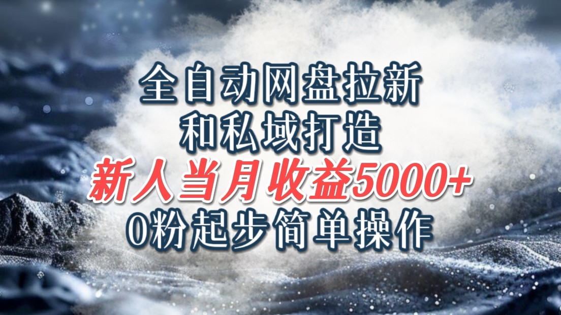 全自动网盘拉新和私域打造，0粉起步简单操作，新人入门当月收益5000以上-资源社