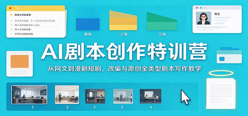 AI剧本创作特训营：从网文到漫剧短剧，改编与原创全类型剧本写作教学-资源社