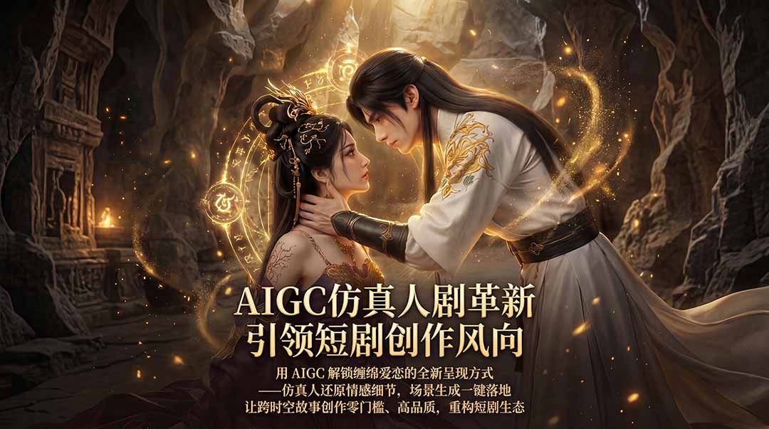 AIGC 仿真人短剧创作革新，解锁仙侠爱恋全新呈现，一键出高质场景，零门槛打造爆款剧集-资源社