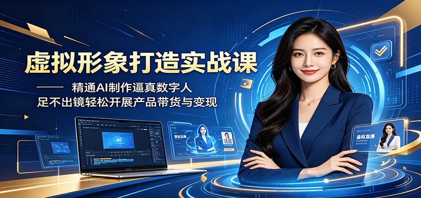 虚拟形象打造实战课：精通AI制作逼真数字人，足不出镜轻松开展产品带货与变现-资源社