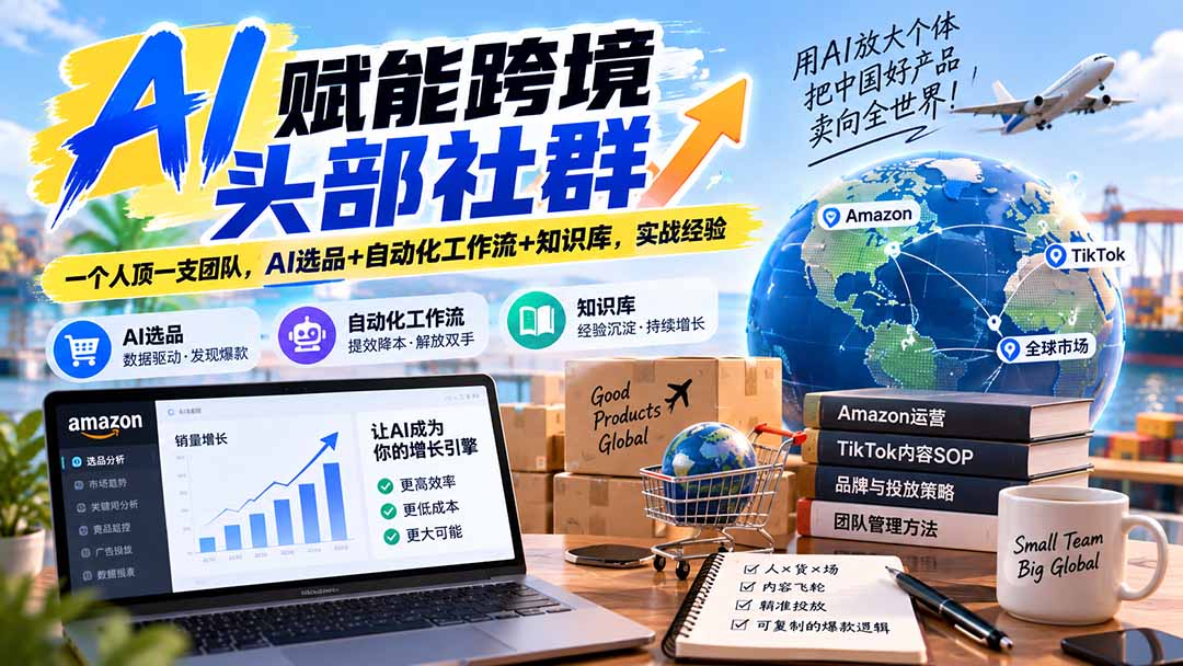 AI赋能跨境头部社群-更新9月：一个人顶一支团队，AI选品+自动化工作流+知识库，实战经验-资源社
