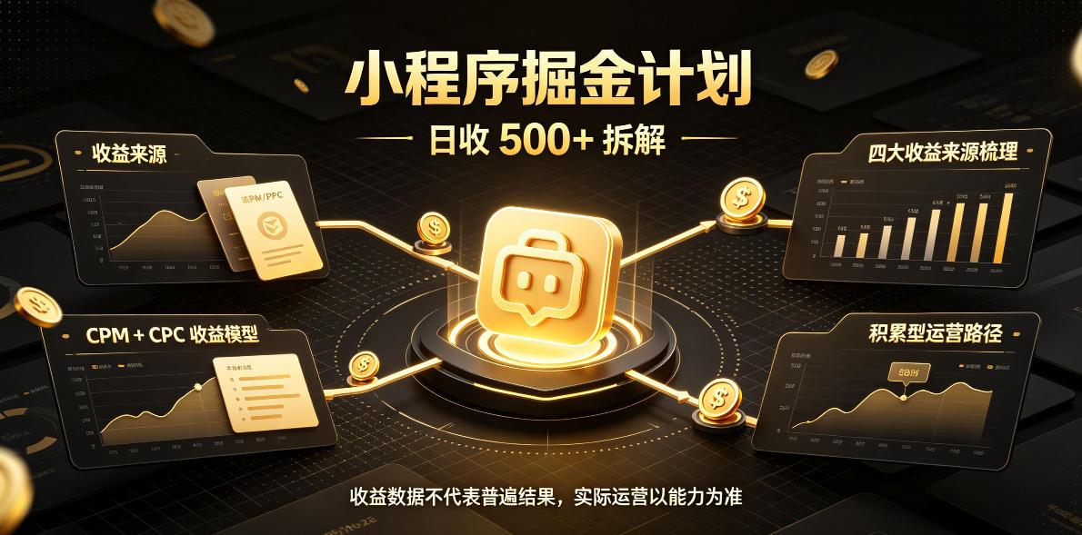 小程序推广计划,日收500+,腾讯官方打款,客户留存率高,收益长期稳定【揭秘】-资源社