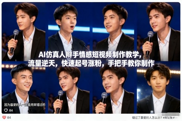 AI仿真人辩手情感短视频制作教学，流量逆天，快速起号涨粉，手把手教你制作-资源社