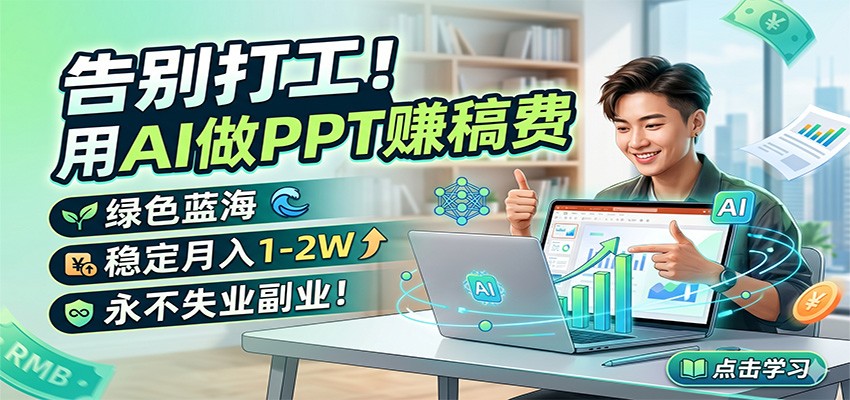 告别打工！用AI做PPT赚稿费，绿色蓝海，稳定月入1-2W，永不失业副业！-资源社