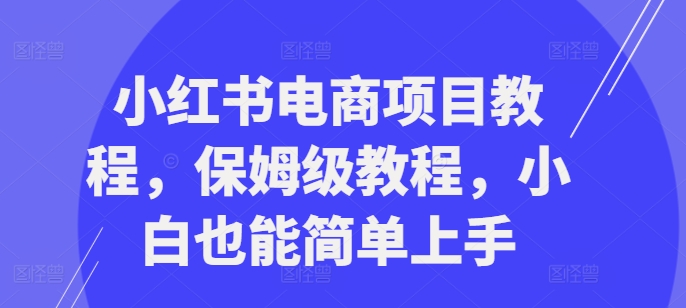 小红书电商项目教程，保姆级教程，小白也能简单上手-资源社