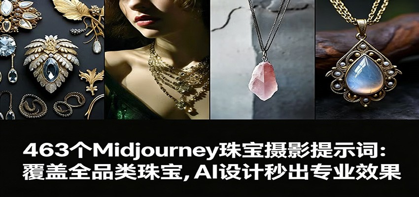 463个Midjourney珠宝摄影提示词：覆盖全品类珠宝，AI设计秒出专业效果-资源社