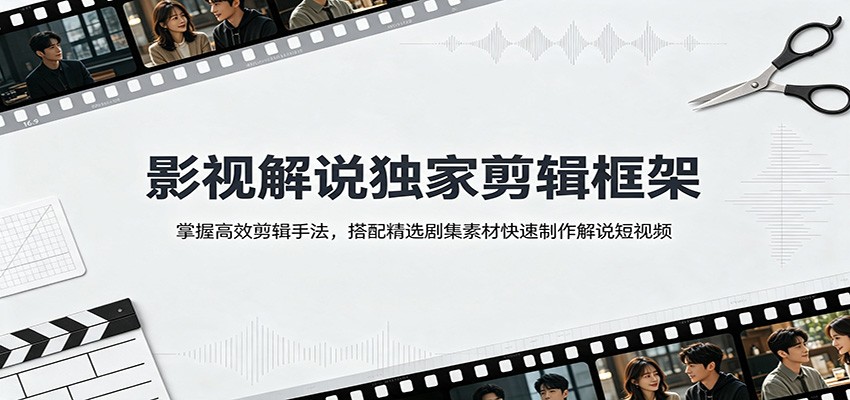 影视解说独家剪辑框架：掌握高效剪辑手法，搭配精选剧集素材快速制作解说短视频-资源社
