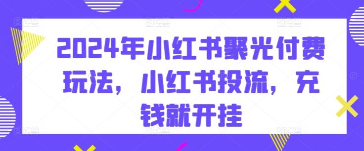 2024年小红书聚光付费玩法，小红书投流，充钱就开挂-资源社