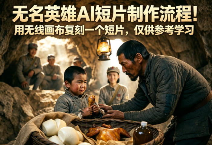 无名英雄AI短片制作流程!用无线画布复刻一个短片,仅供参考学习-资源社