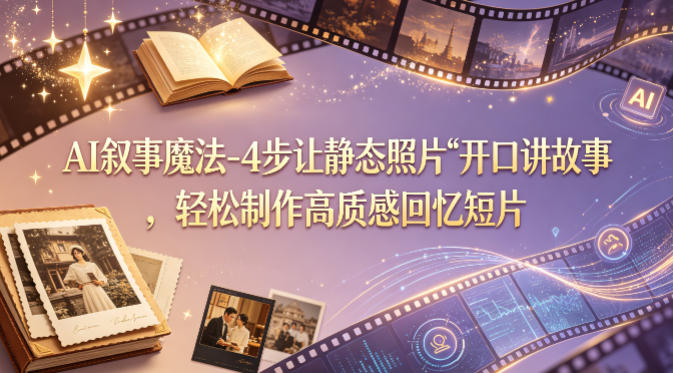 AI叙事魔法-4步让静态照片“开口讲故事”，轻松制作高质感回忆短片-资源社