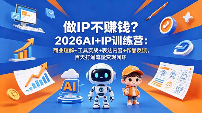 做IP不赚钱?2026AI+IP训练营:商业理解+工具实战+表达内容+作品反馈,百天打通流量变现闭环-资源社