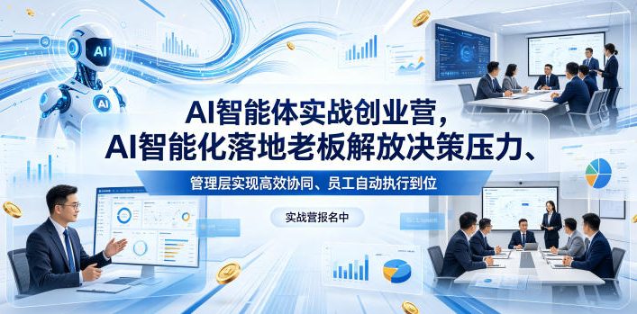 AI智能体实战创业营26年4月23-25号线下课，AI智能化落地老板解放决策压力、管理层实现高效协同、员工自动执行到位-资源社