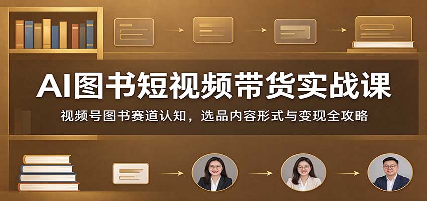 AI图书短视频带货实战课：视频号图书赛道认知，选品内容形式与变现全攻略-资源社