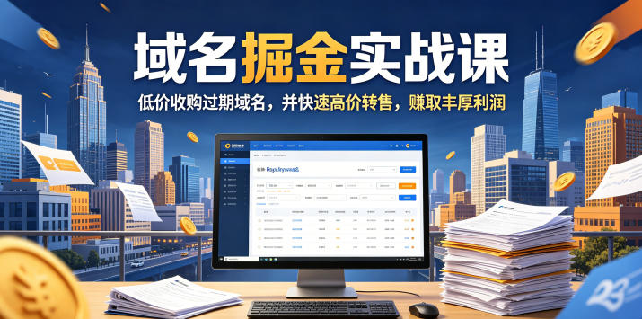 域名交易掘金实战课，低价收购过期域名，并快速高价转售，賺取丰厚利润【原创双语字幕】-资源社