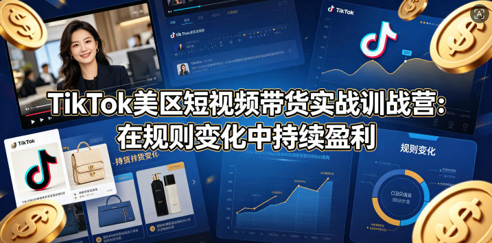 TikTok美区短视频带货实战训战营：在规则变化中持续盈利-资源社