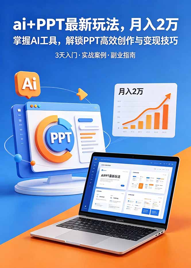 ai+PPT最新玩法,月入2万掌握AI工具,解锁PPT高效创作与变现技巧3天入门,实战案例·副业指南-资源社