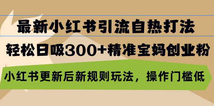 最新小红书引流自热打法，轻松日吸300+精准宝妈创业粉，小红书更新后新…-资源社