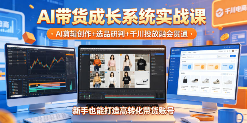AI带货成长系统实战课,AI剪辑创作+选品研判+千川投放融会贯通,新手也能打造高转化带货账号(更新2026年)-资源社