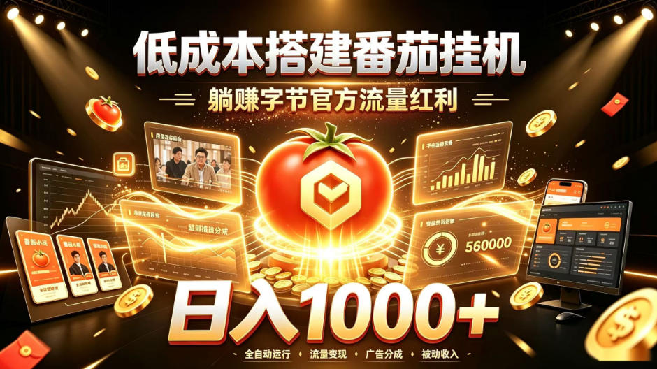 低成本搭建番茄挂G,躺賺字节官方流量红利,日入1k+,全程傻瓜式落地【揭秘】-资源社