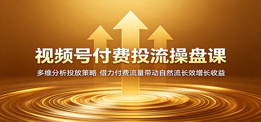 视频号付费投流操盘课：多维分析投放策略，借力付费流量带动自然流长效增长收益-资源社