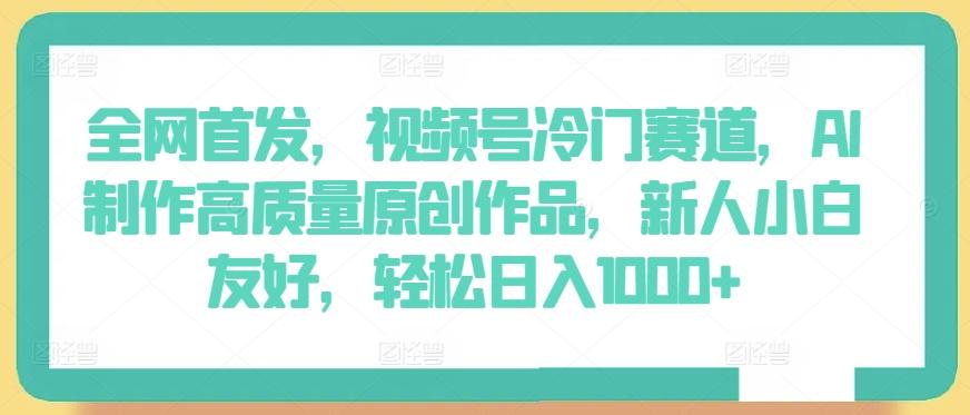 全网首发，视频号冷门赛道，AI制作高质量原创作品，新人小白友好，轻松日入1000+【揭秘】-资源社