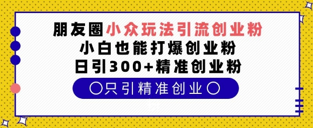 朋友圈小众玩法引流创业粉，小白也能打爆创业粉，日引300+精准创业粉【揭秘】-资源社