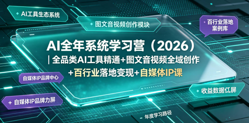 AI全年系统学习营(2026)｜全品类AI工具精通+图文音视频全域创作+百行业落地变现+自媒体IP打造年度进阶大课-资源社