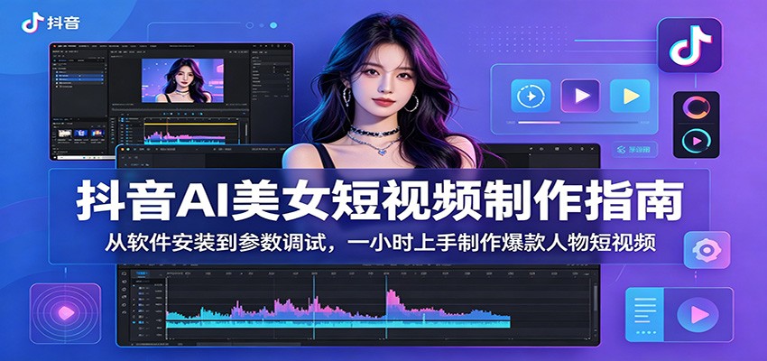 抖音AI美女短视频制作指南：从软件安装到参数调试，一小时上手制作爆款人物短视频-资源社
