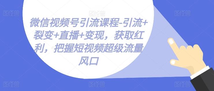 微信视频号引流课程-引流+裂变+直播+变现，获取红利，把握短视频超级流量风口-资源社