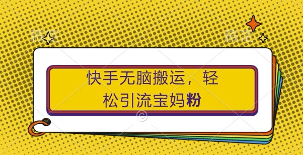 快手无脑搬运，轻松引流宝妈粉，纯小白轻松上手【揭秘】-资源社