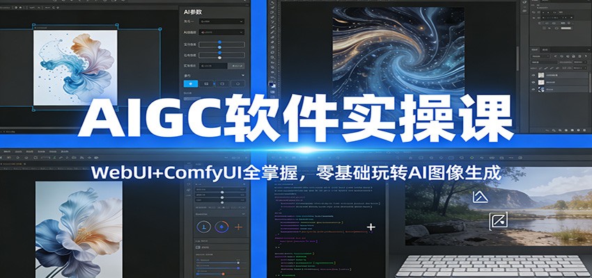 AIGC软件实操课:WebUI+ComfyUI全掌握,零基础玩转AI图像生成-资源社