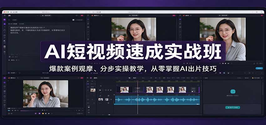 AI短视频速成实战班：爆款案例观摩、分步实操教学，从零掌握AI出片技巧-资源社