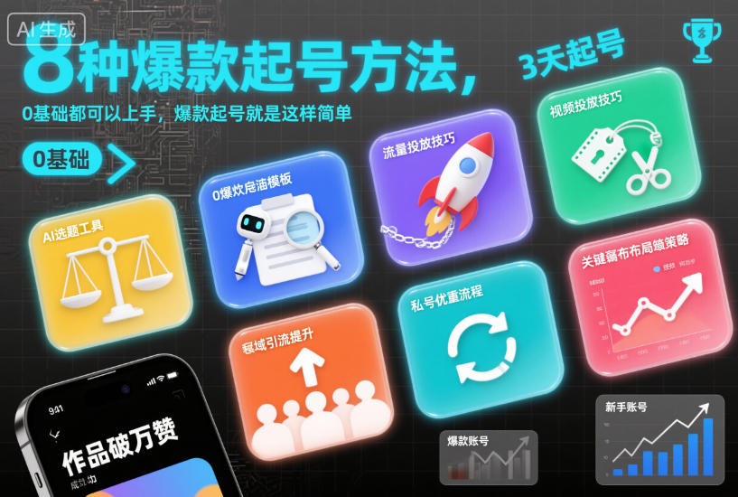 8种爆款起号方法,0基础都可以上手,爆款起号就是这样简单-资源社